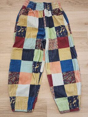 BDG Patchwork Corduroy Elastic Waist Pants Small Hippy Boho Retro Style
